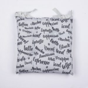 Trendy Coffee-Themed Chair Cushion with Script Typography