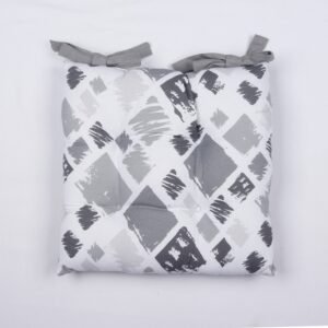 Elegant Monochrome Chair Cushion with Abstract Brush Print