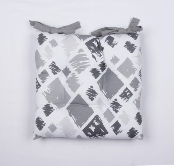 Elegant Monochrome Chair Cushion with Abstract Brush Print