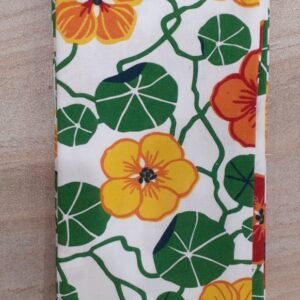 Floral Printed Kitchen Towel with Hanging Loop – Orange & Yellow Blooms
