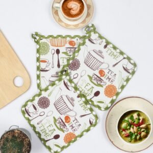 Tea Time Cotton Pot Holders – Set of 3