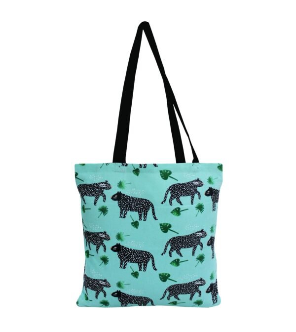 Wild Safari Printed Tote Bag – Aqua Jungle Edition