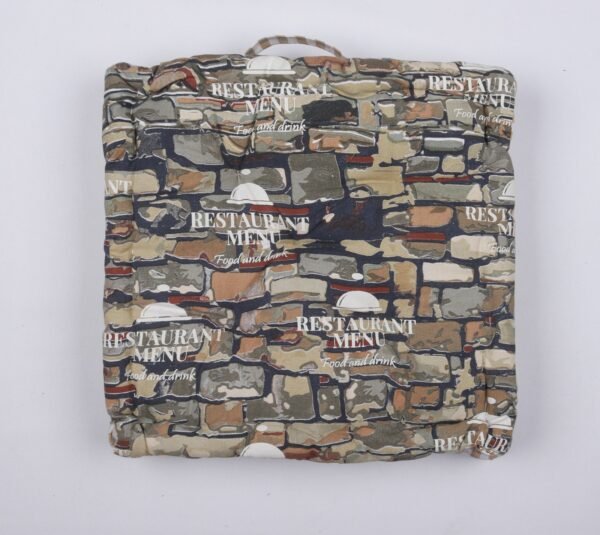 Rustic Brick Wall Patterned Padded Seat Cushion – “Restaurant Menu” Theme