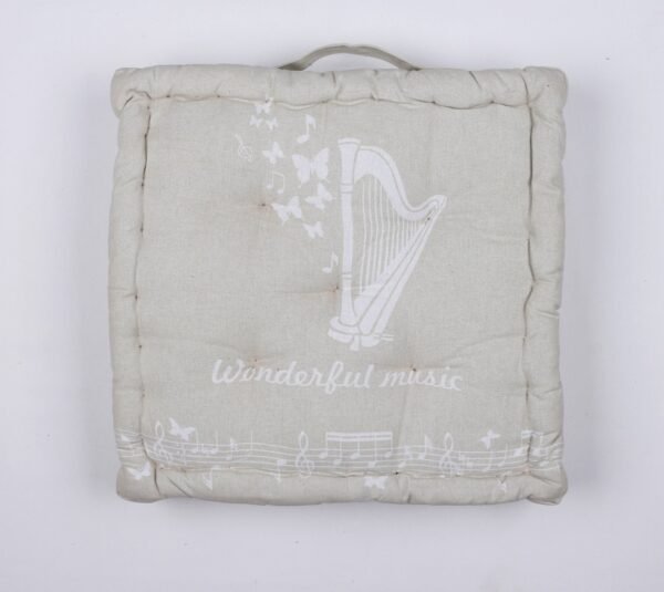 Musical Harp-Themed Padded Seat Cushion – “Wonderful Music” Design