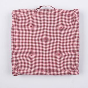 Classic Red & White Gingham Padded Seat Cushion with Handle