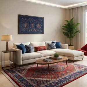 Vibrant Ethnic Living Room Ensemble with Boho Accents
