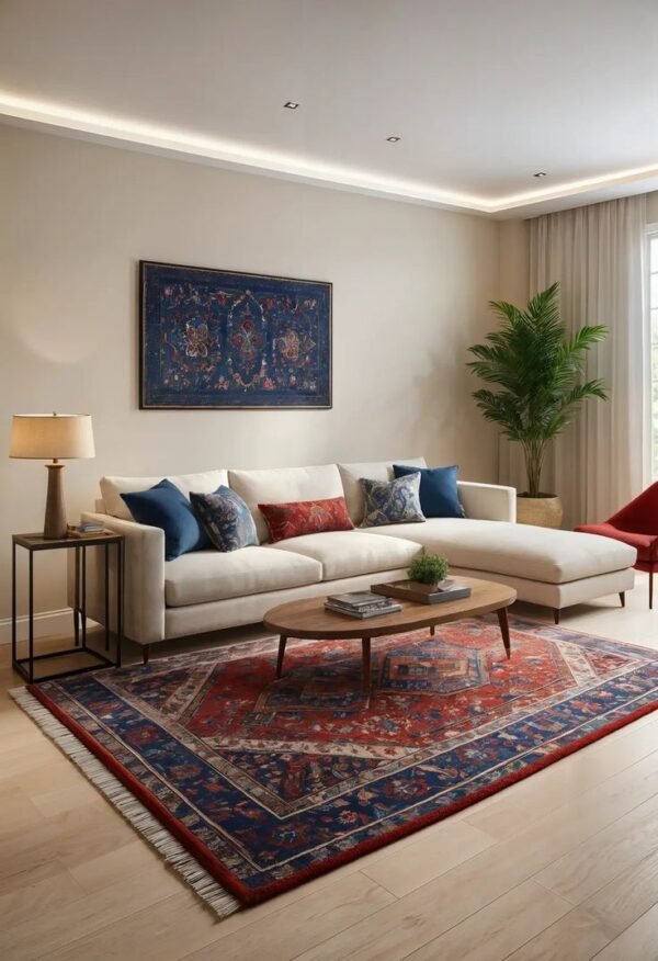 Vibrant Ethnic Living Room Ensemble with Boho Accents