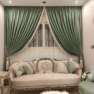 Royal Heritage Living Room Curtain Set in Emerald Green